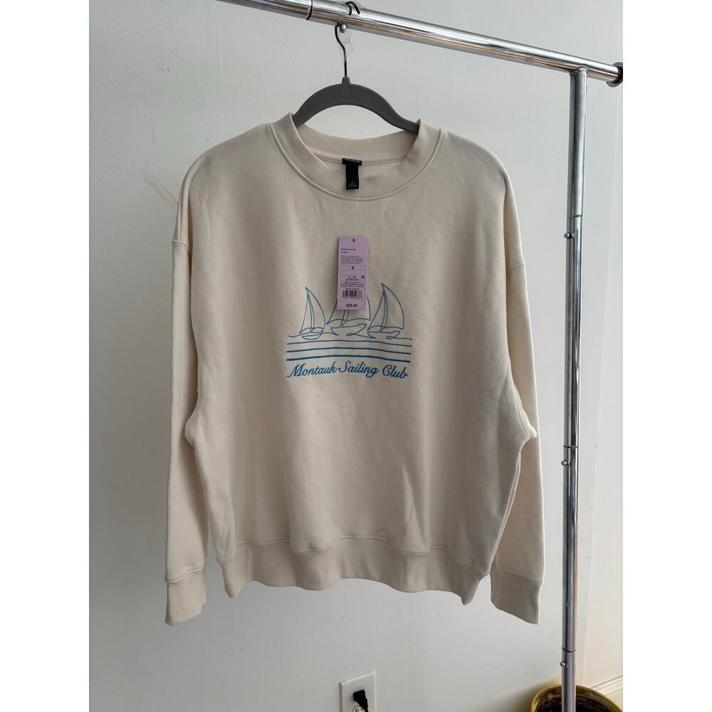 Wild Fable Montauk Sailing Club Graphic Crewneck Sweatshirt Beige Size S NWT - Picture 4 of 11